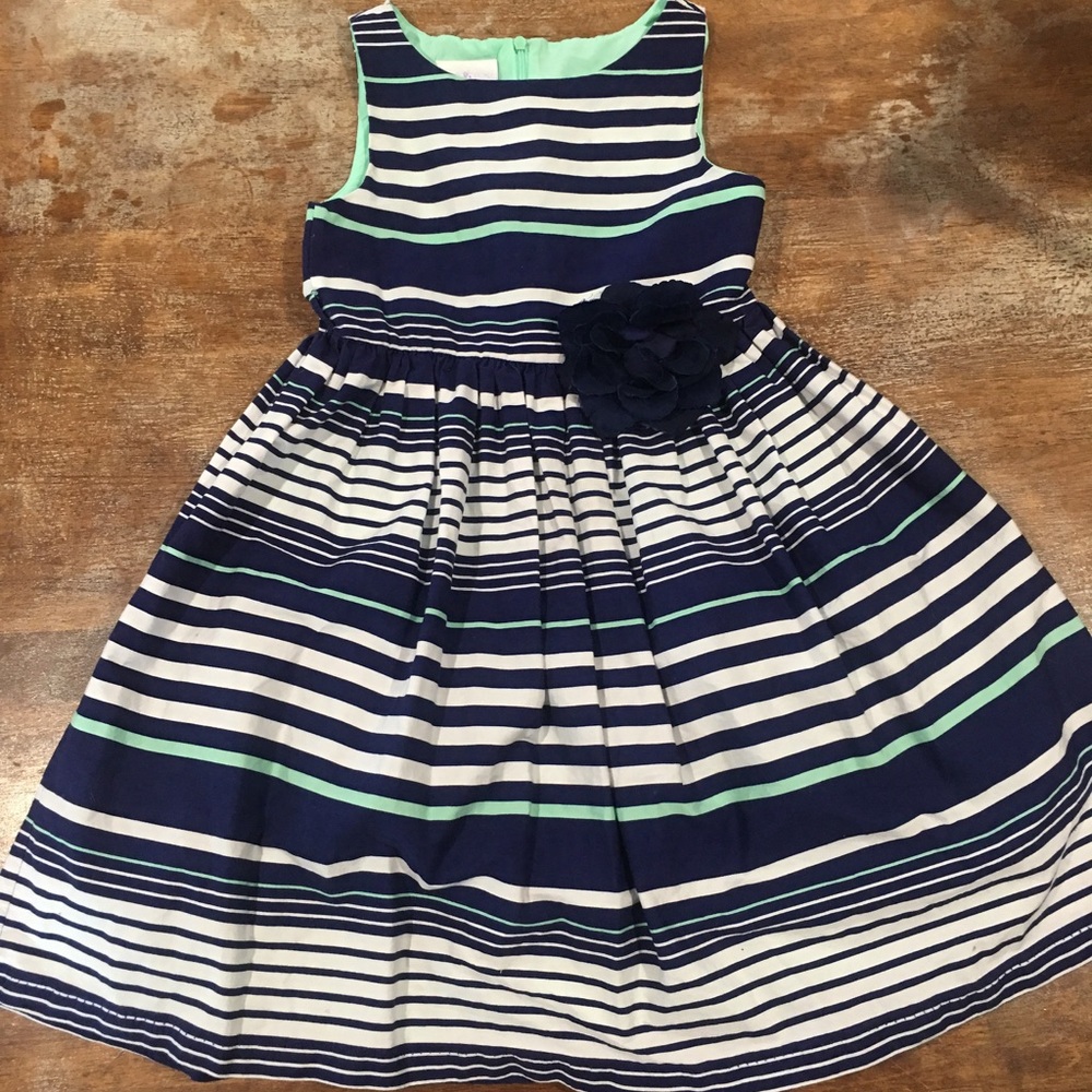 Iris&Ivy Girl's Blue/White/Green Stripped Dress
